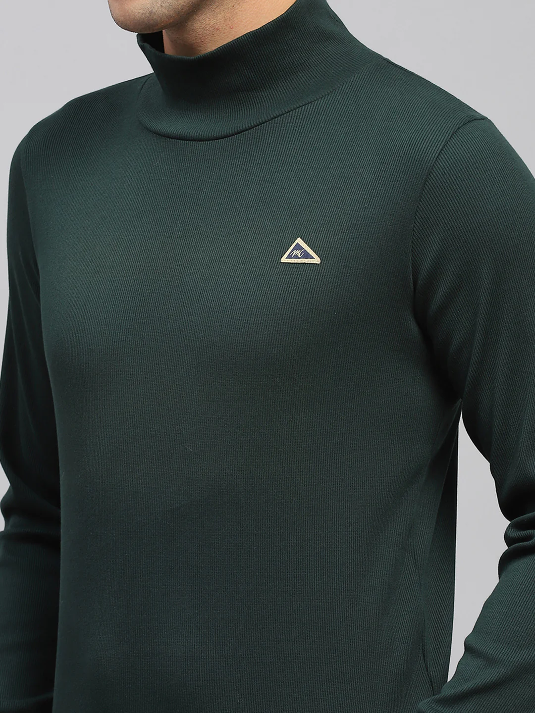 Men Green Solid High Neck Full Sleeve Sweatshirt - Image 6