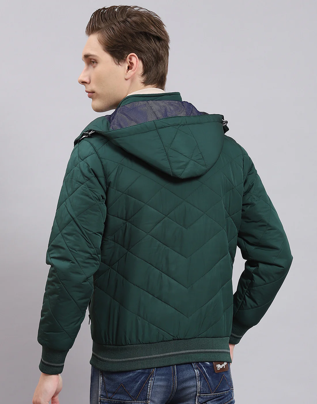Men Green Solid Hooded Full Sleeve Jacket - Image 6