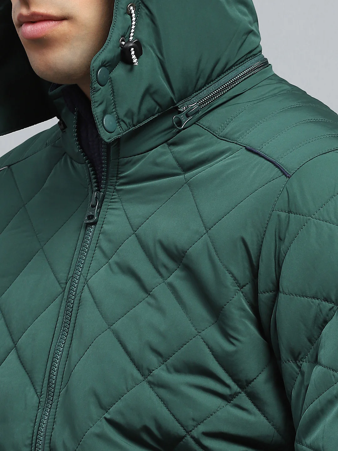 Men Green Solid Hooded Full Sleeve Jacket - Image 7