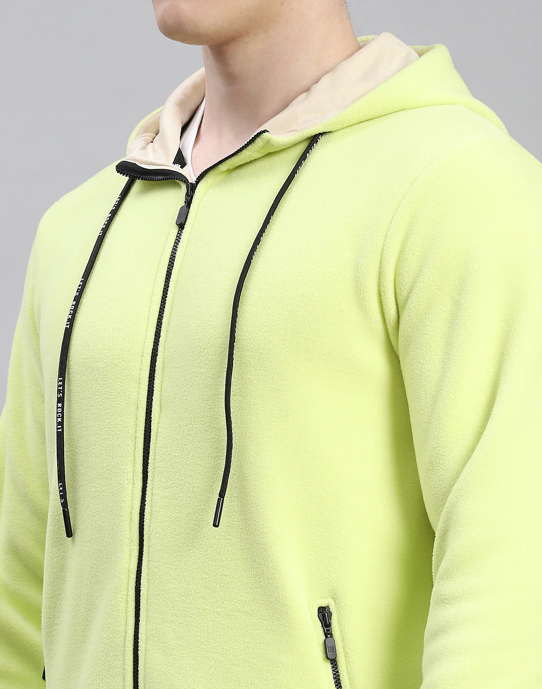 Rock.it Men Green Solid Hooded Full Sleeve Sweatshirt - Image 6
