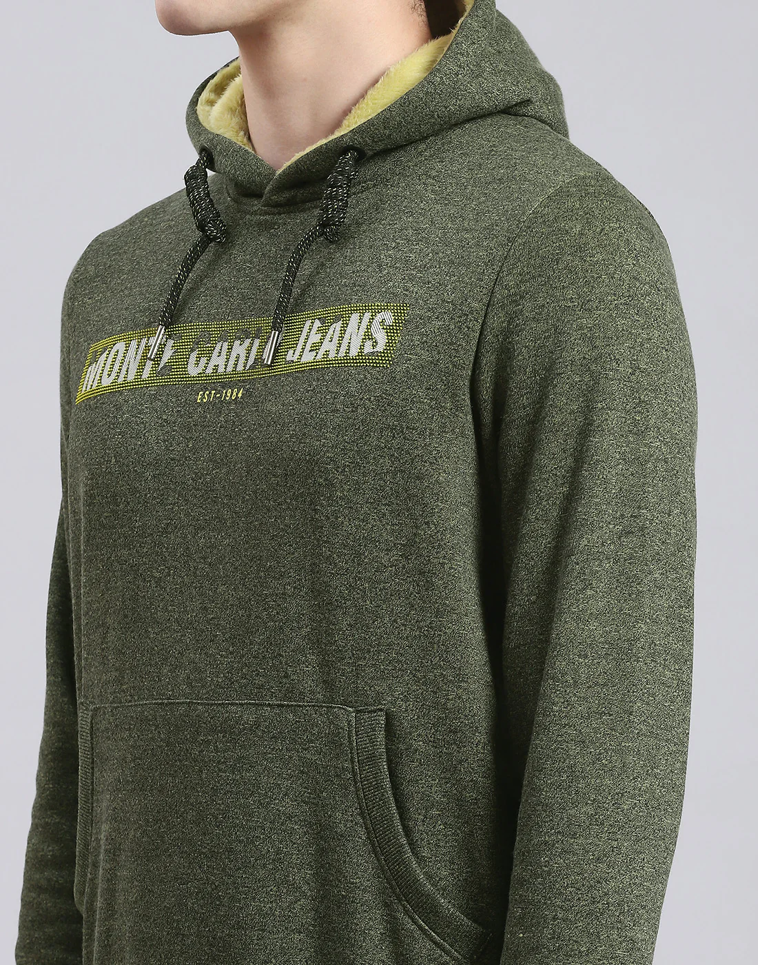 Men Green Solid Hooded Full Sleeve Sweatshirt - Image 6