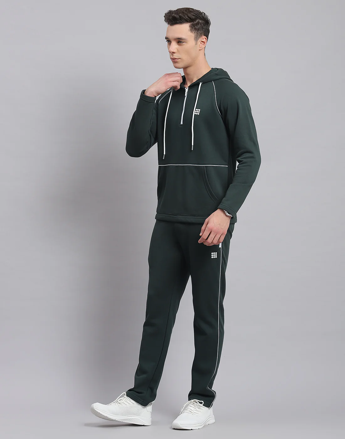 Rock.it Men Green Solid Hooded Full Sleeve Tracksuit - Image 3