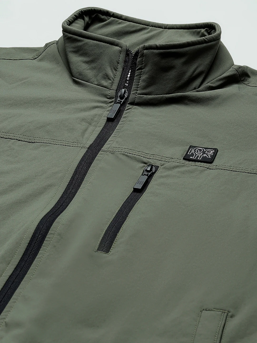 Rock.it Men Green Solid Mock Neck Full Sleeve Jacket - Image 8