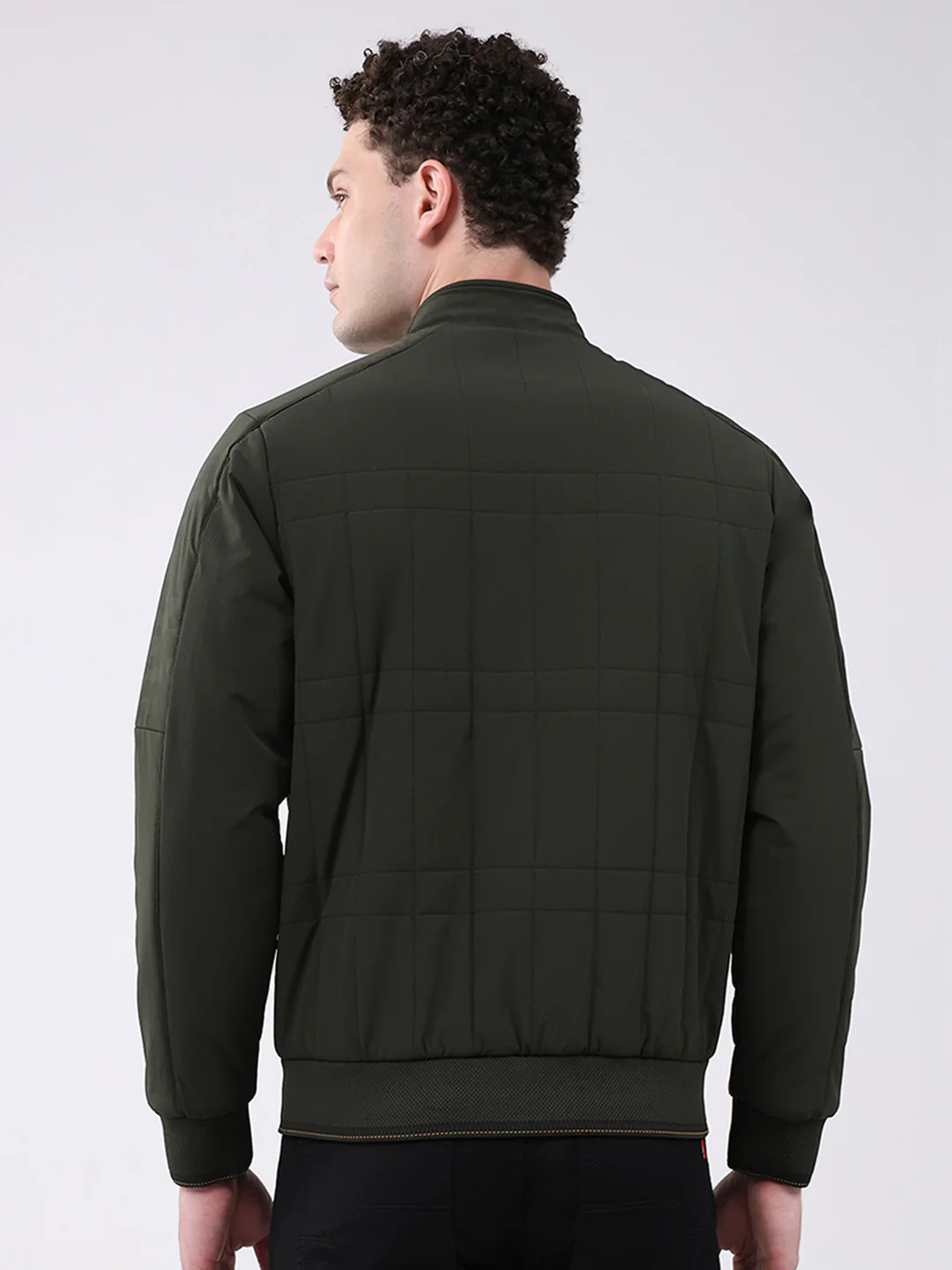 Men Green Solid Mock Neck Full Sleeve Jacket - Image 5