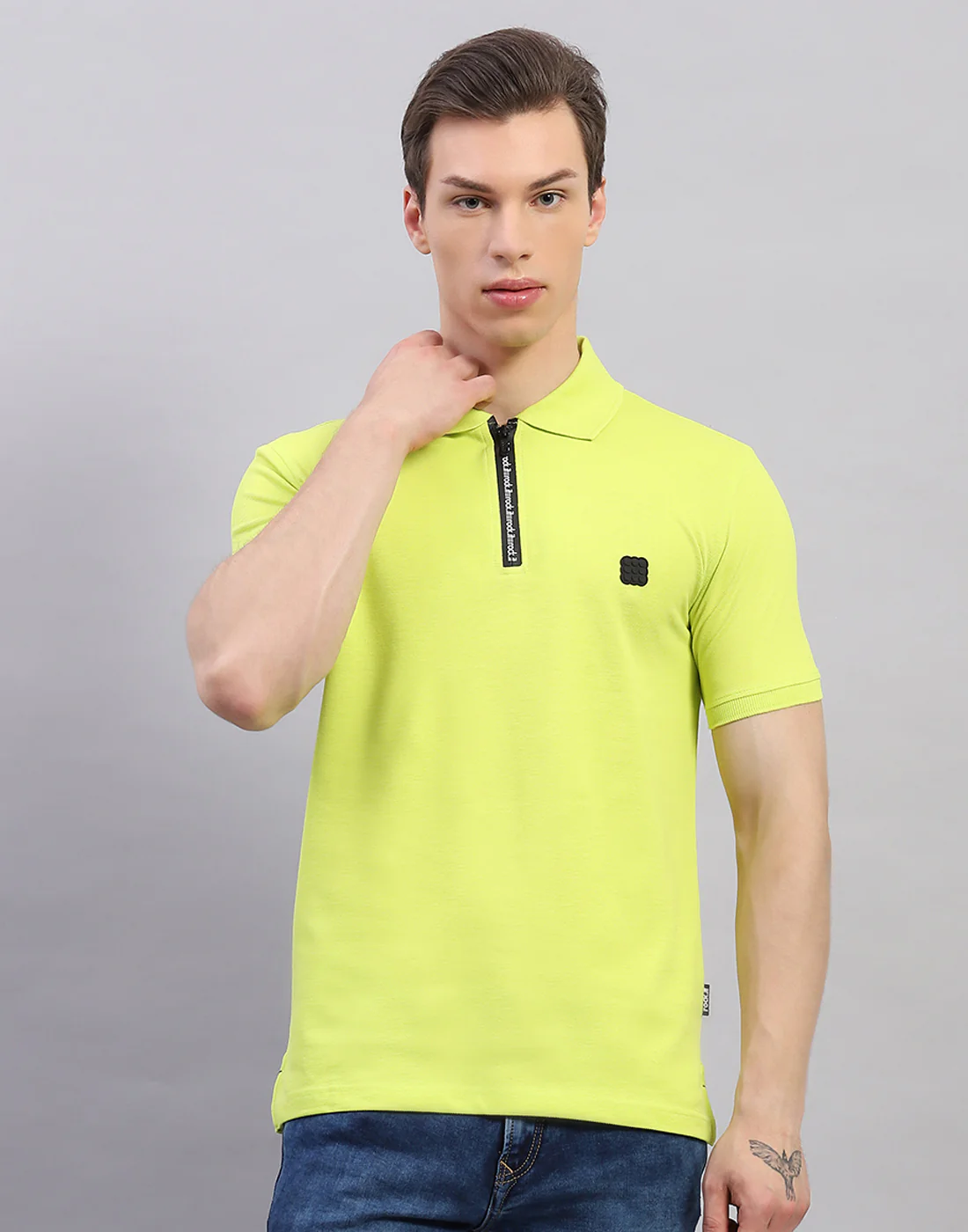 Rock.it Men Green Solid Polo Collar Half Sleeve T-Shirt - Image 2