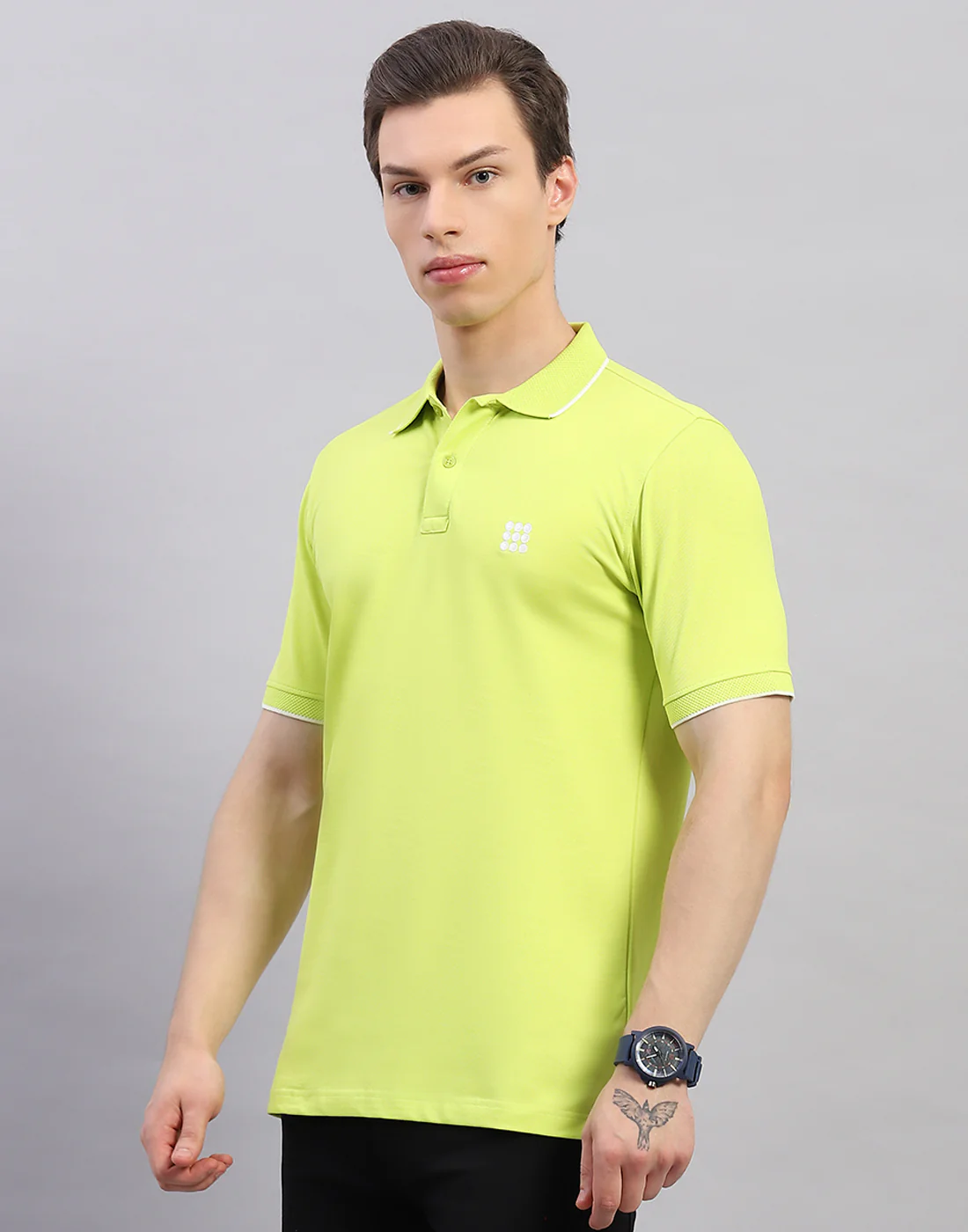 Rock.it Men Green Solid Polo Collar Half Sleeve T-Shirt - Image 3