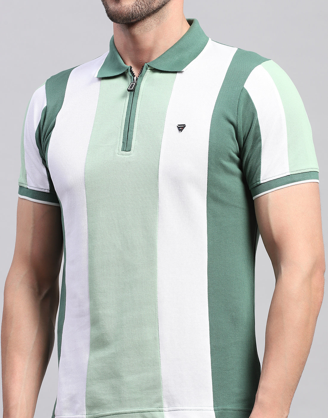 Men Green Solid Polo Collar Half Sleeve T-Shirt - Image 7