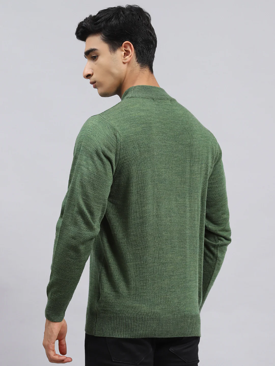 Men Green Solid Pullover - Image 5