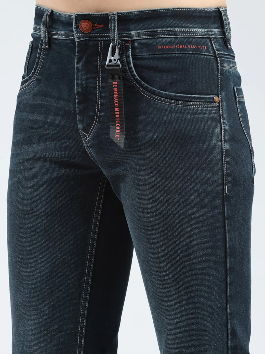 Men Green Solid Narrow Fit Denim - Image 6