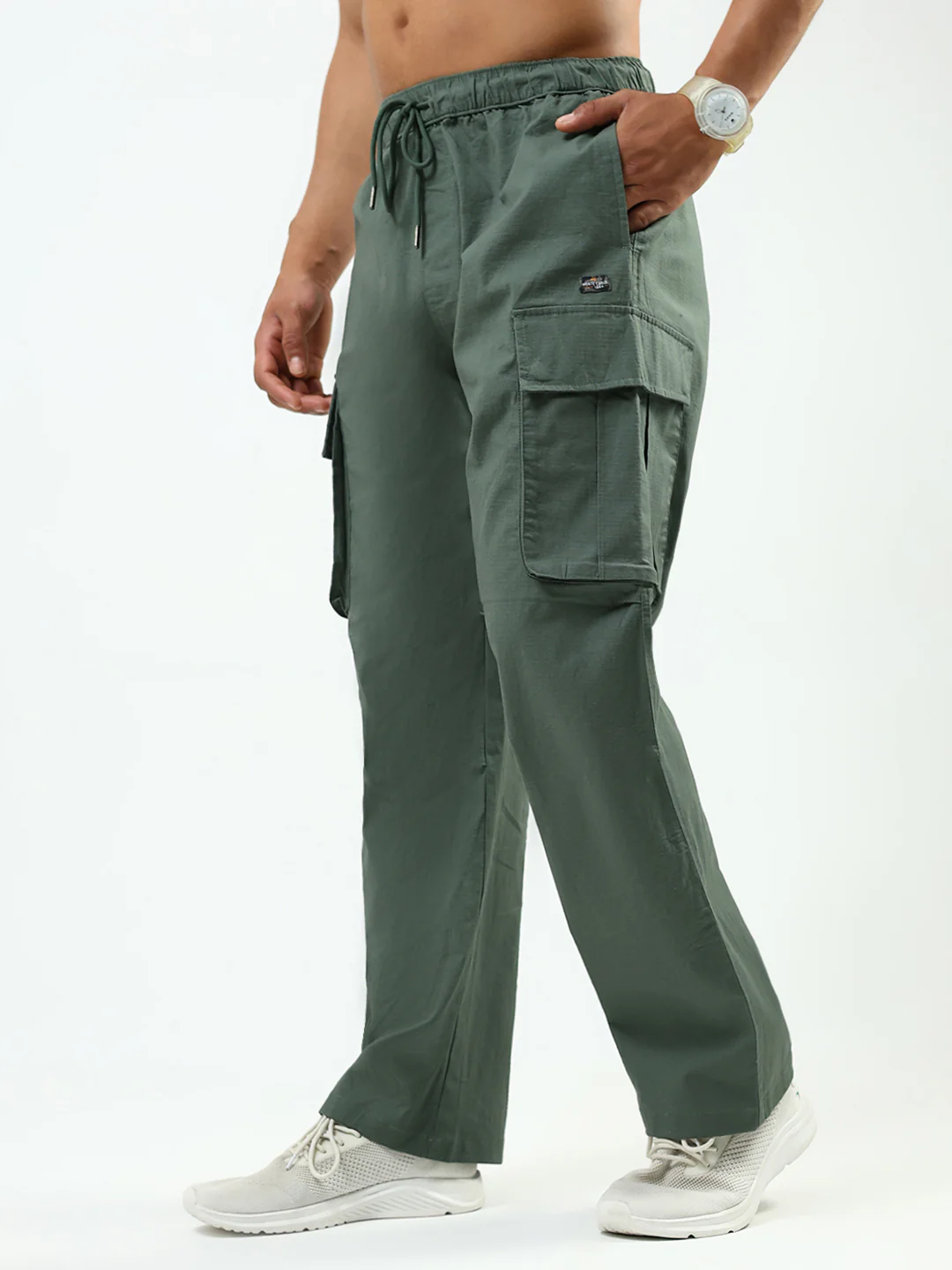 Men Green Solid Regular Fit Lower - Image 3