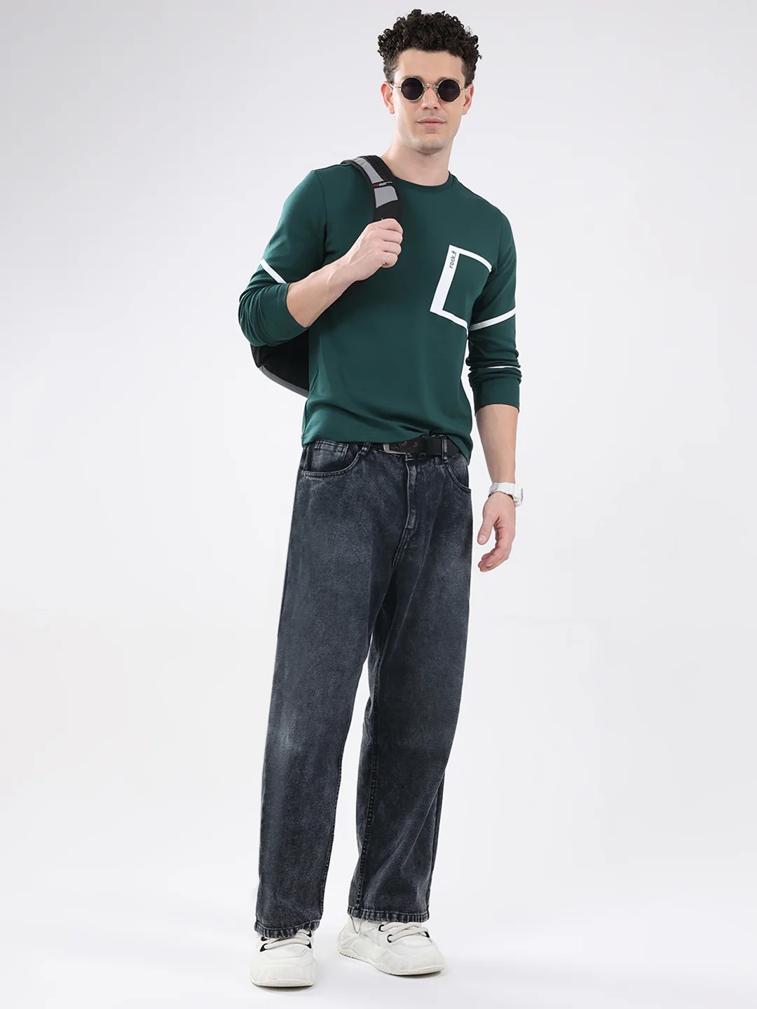 Rock.it Men Green Solid Round Neck Full Sleeve Winter T-Shirt - Image 2