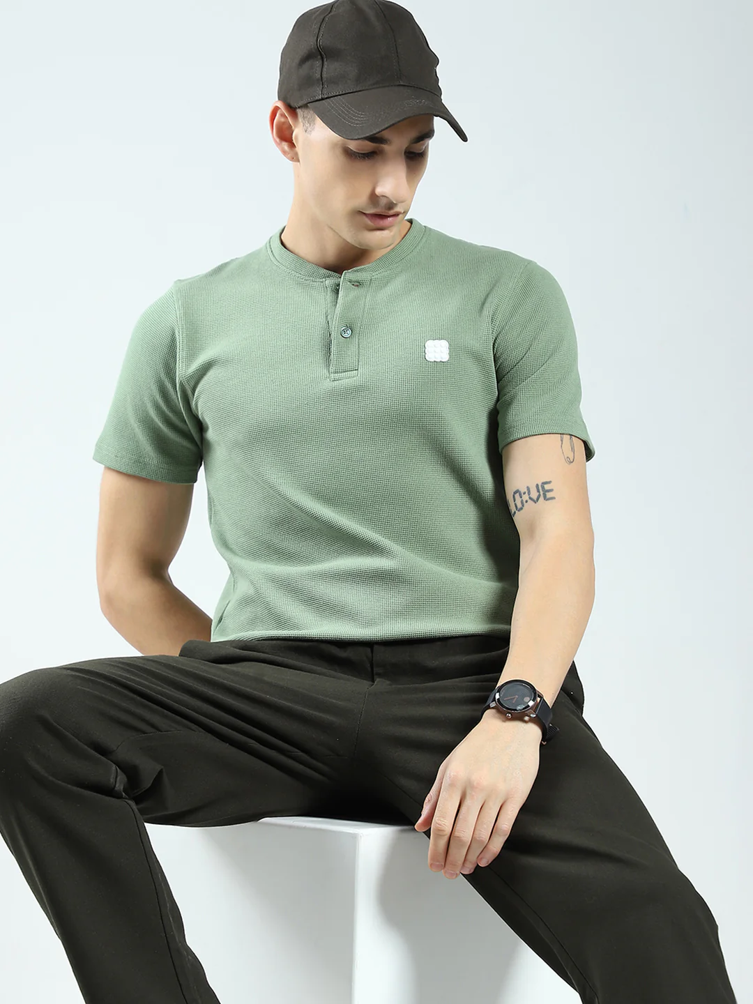 Rock.it Men Green Solid Round Neck Half Sleeve T-Shirt - Image 6
