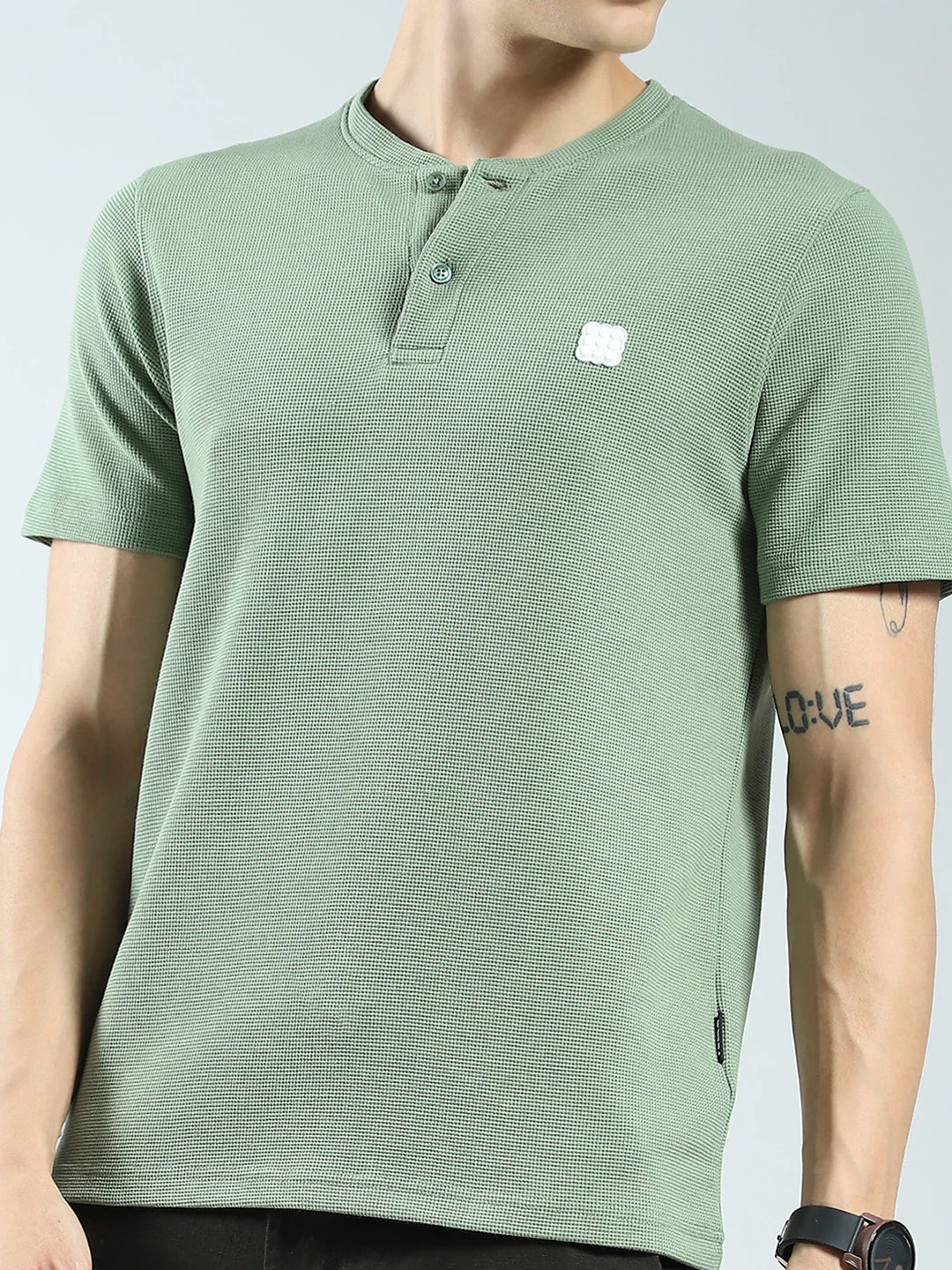 Rock.it Men Green Solid Round Neck Half Sleeve T-Shirt - Image 7