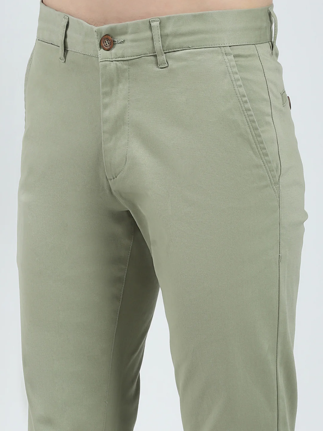 Men Green Solid Slim Fit Trouser - Image 6