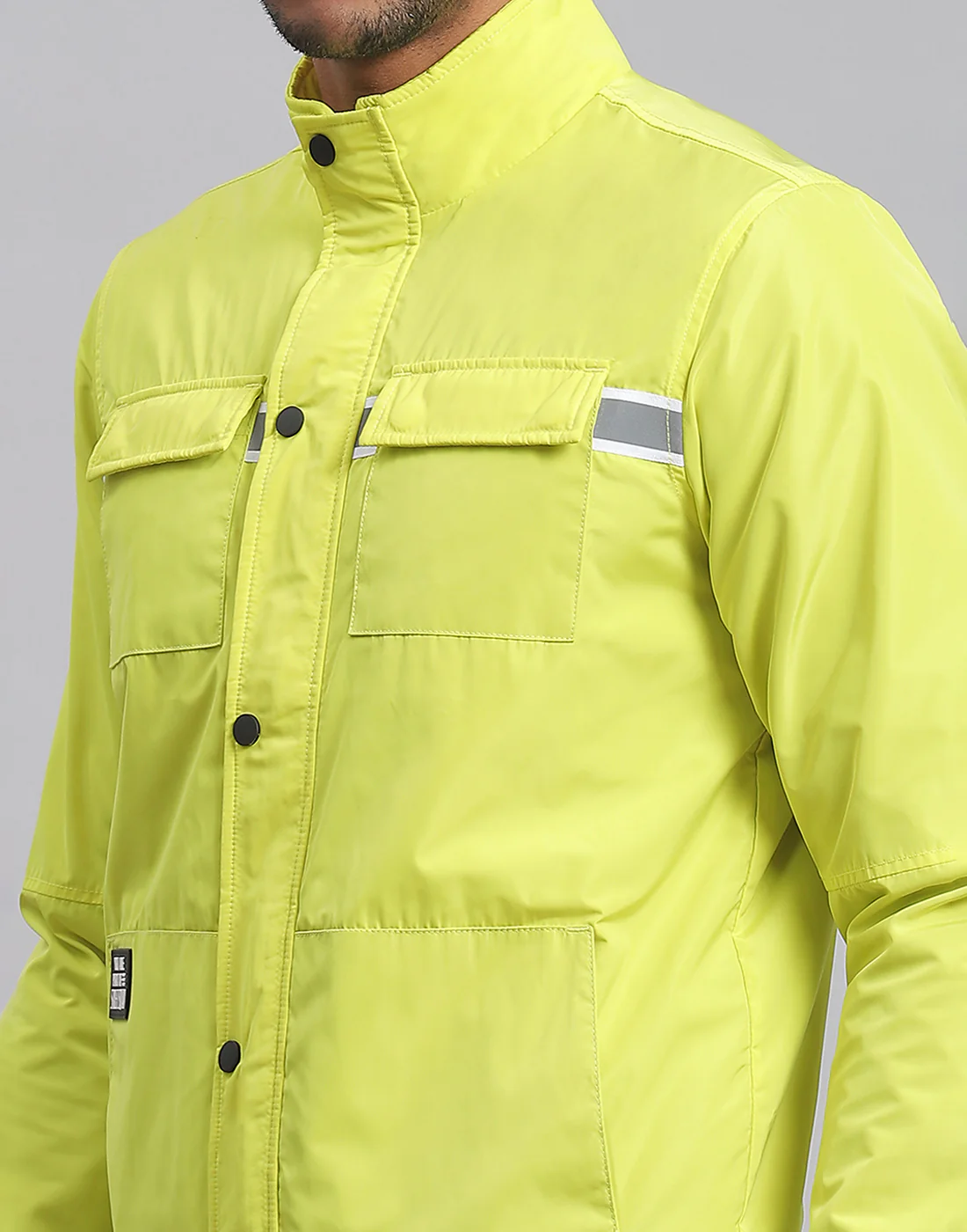 Rock.it Men Green Solid Stand Collar Full Sleeve Jacket - Image 7