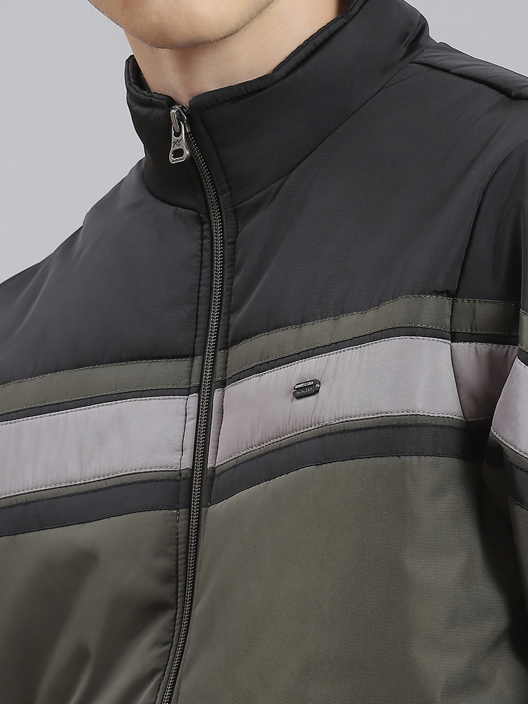 Men Green Solid Stand Collar Full Sleeve Jacket - Image 6