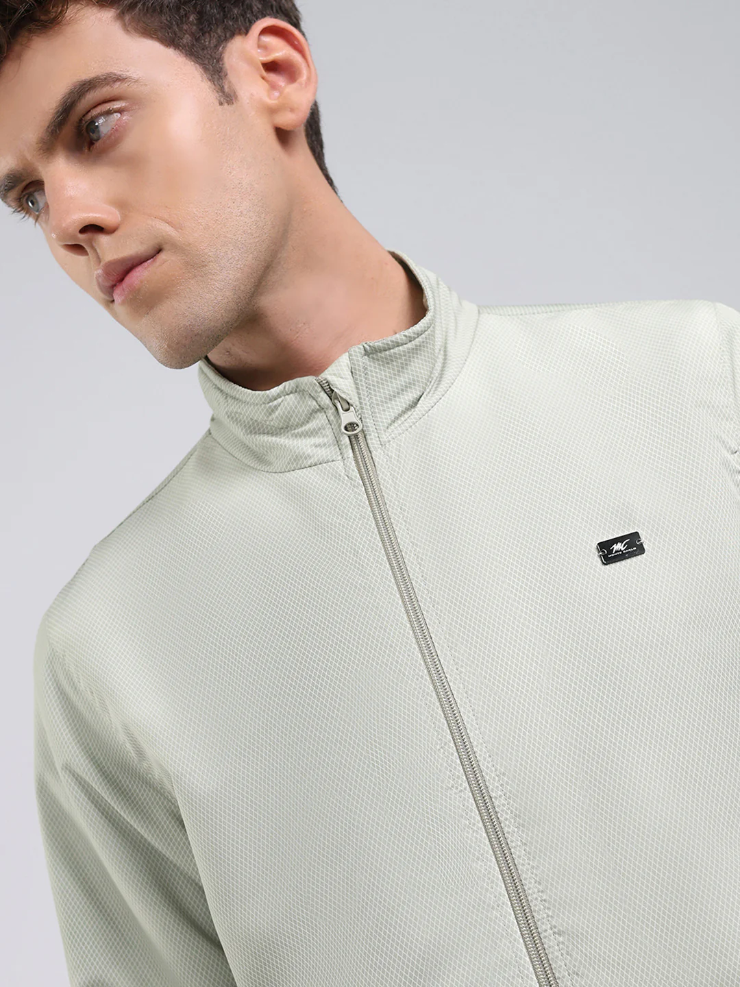Men Green Solid Stand Collar Full Sleeve Jacket - Image 7