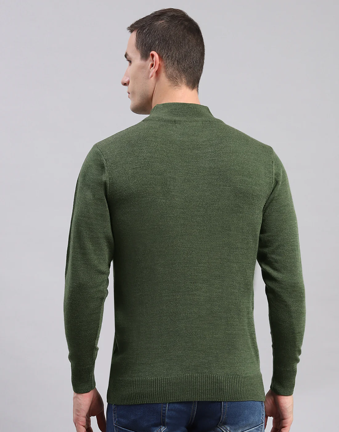 Men Green Solid T Neck Full Sleeve Sweaters/Pullovers - Image 5