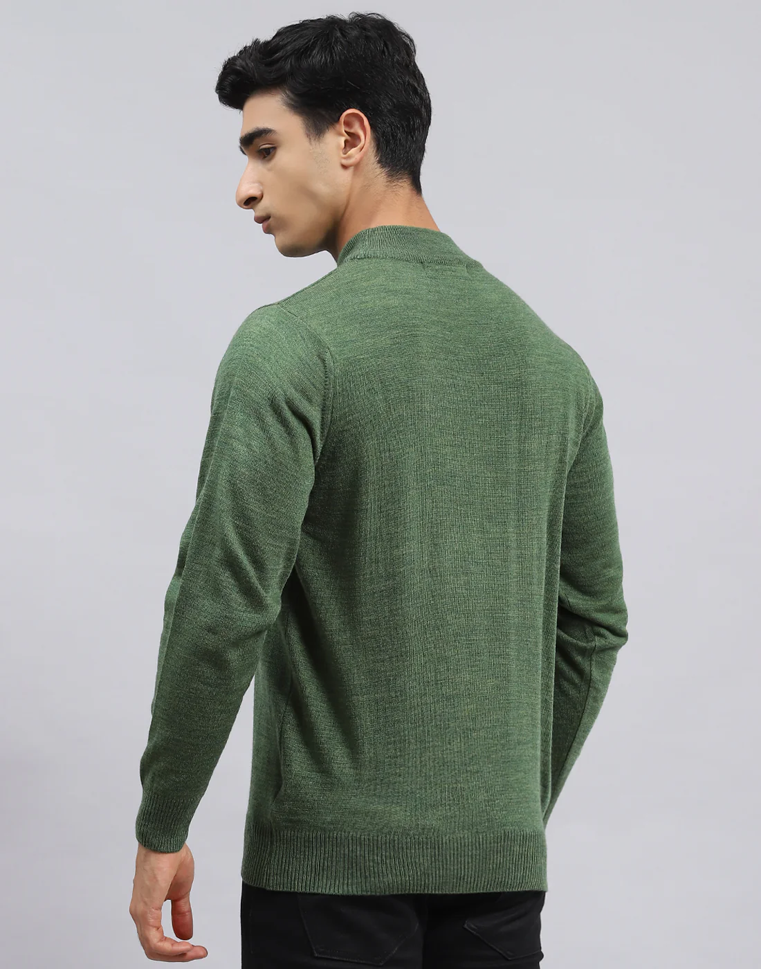 Men Green Solid Turtle Neck Full Sleeve Pullover - Image 5