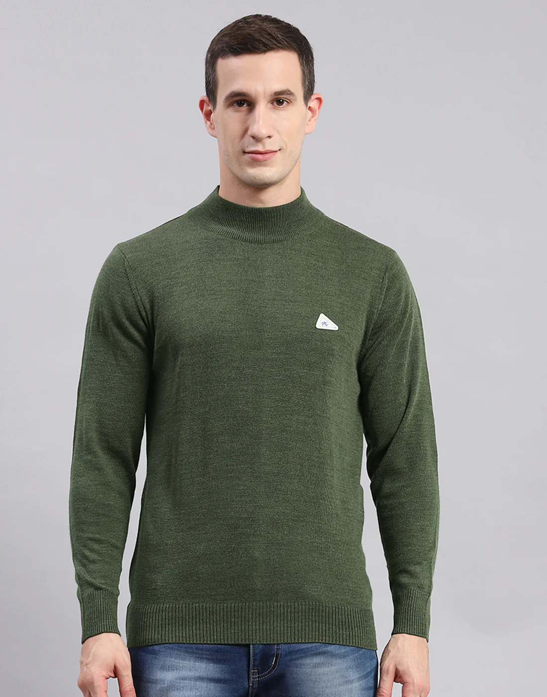 Men Green Solid Turtle Neck Full Sleeve Pullover - Image 3