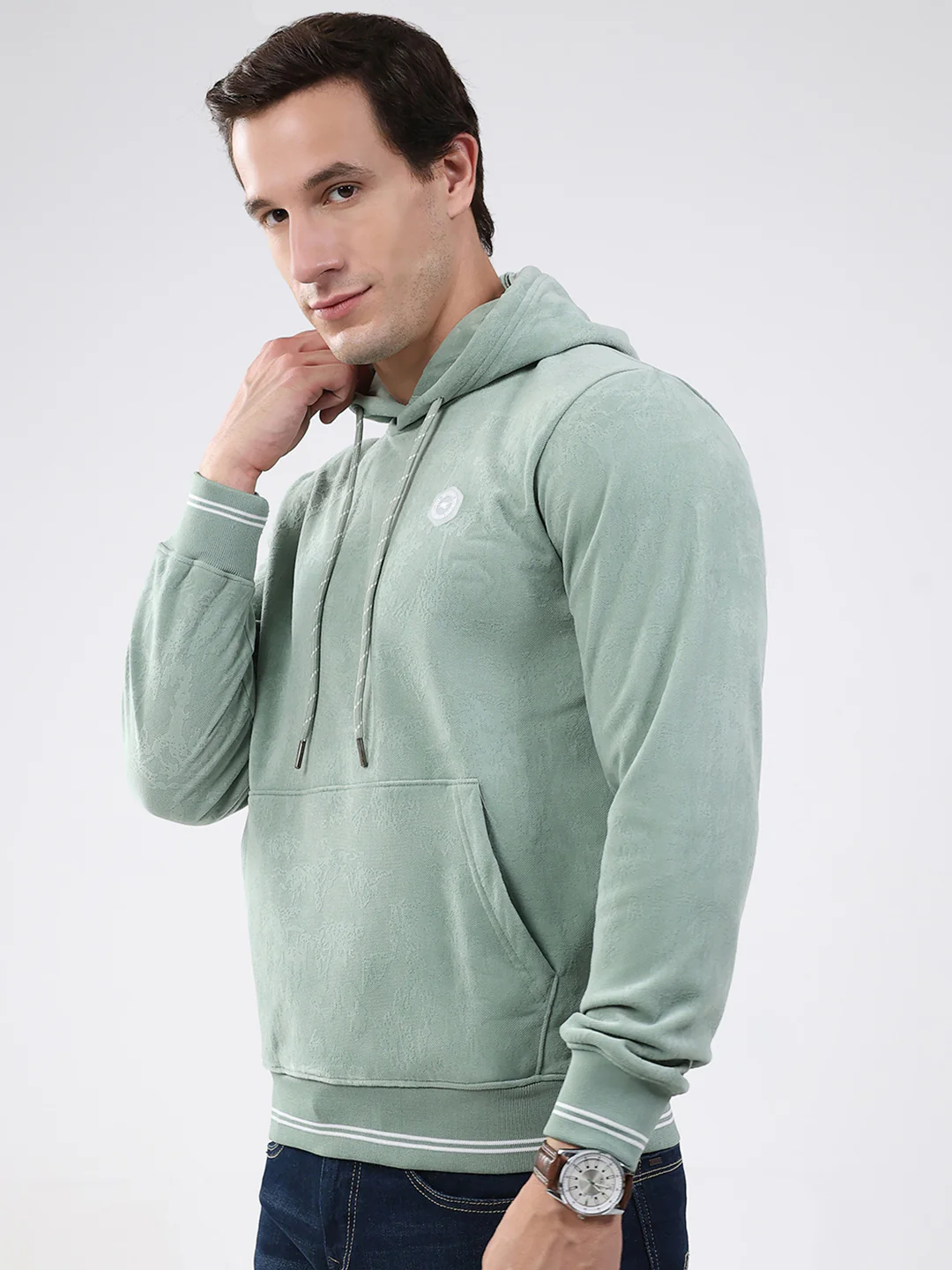 Men Green Super Soft Hooded Sweatshirt - Extra Warm - Image 3