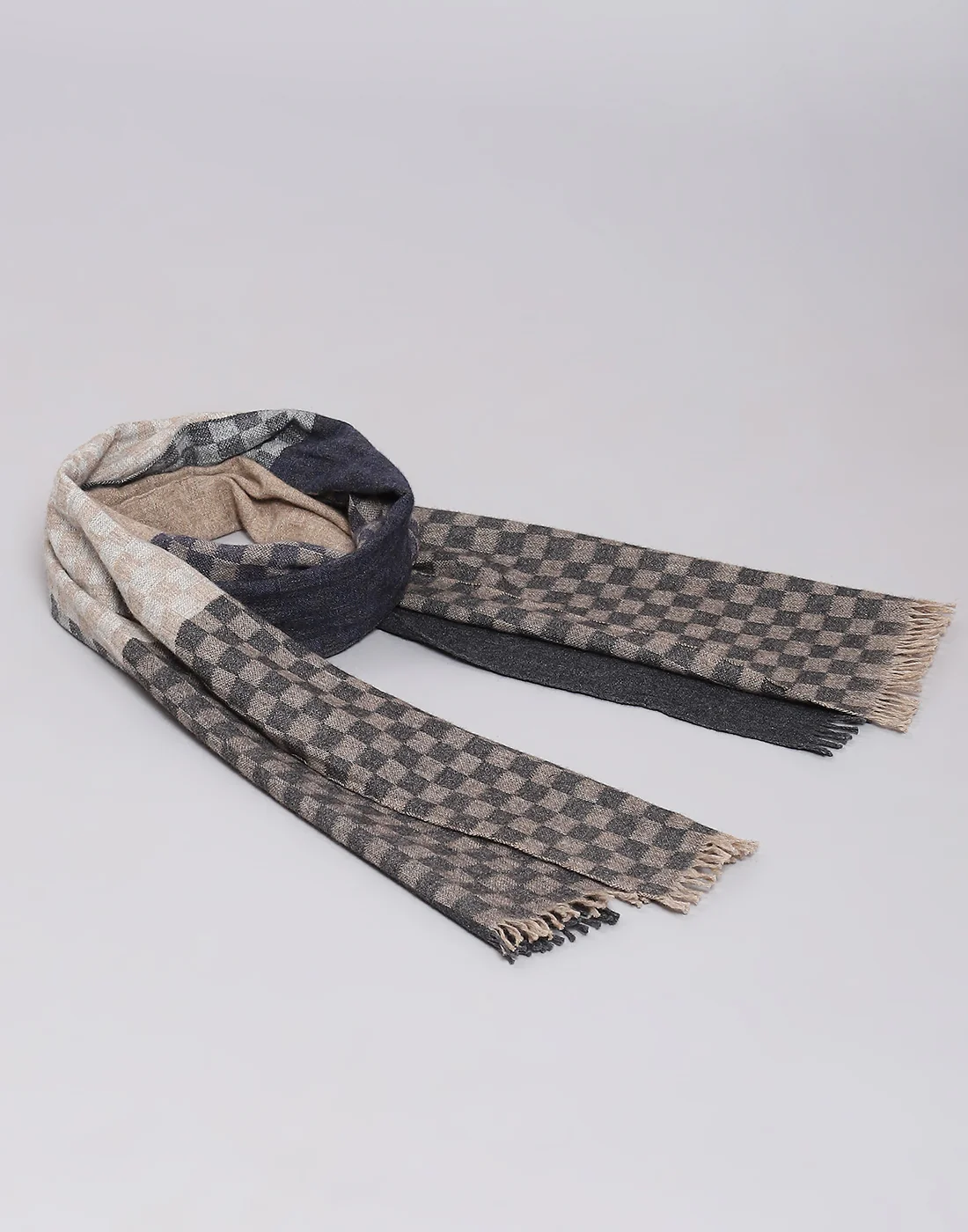 Men Grey Check Muffler - Image 3