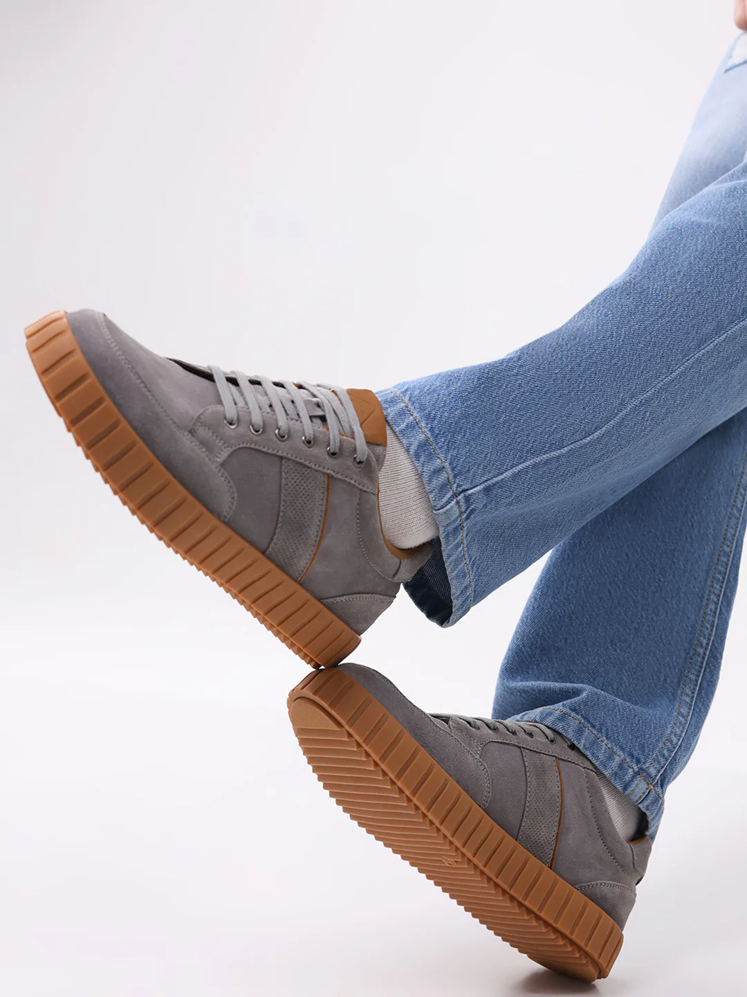 Men Grey Lace Up Genuine Leather Sneaker - Image 10