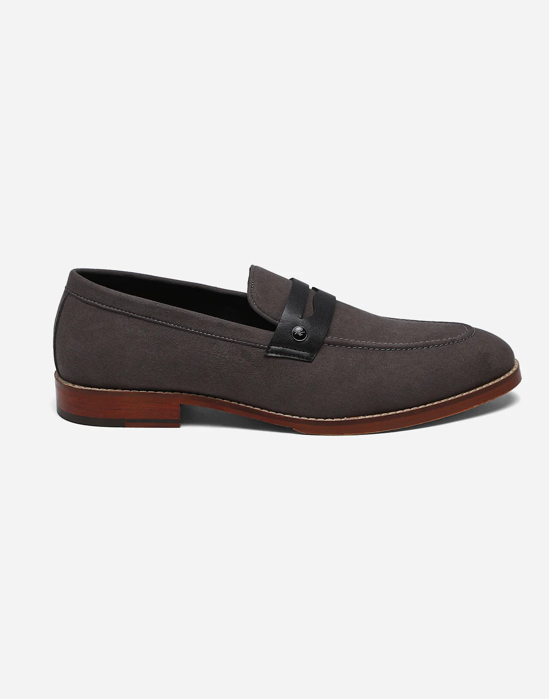 Men Grey Slip on Microfiber Loafers - Image 5