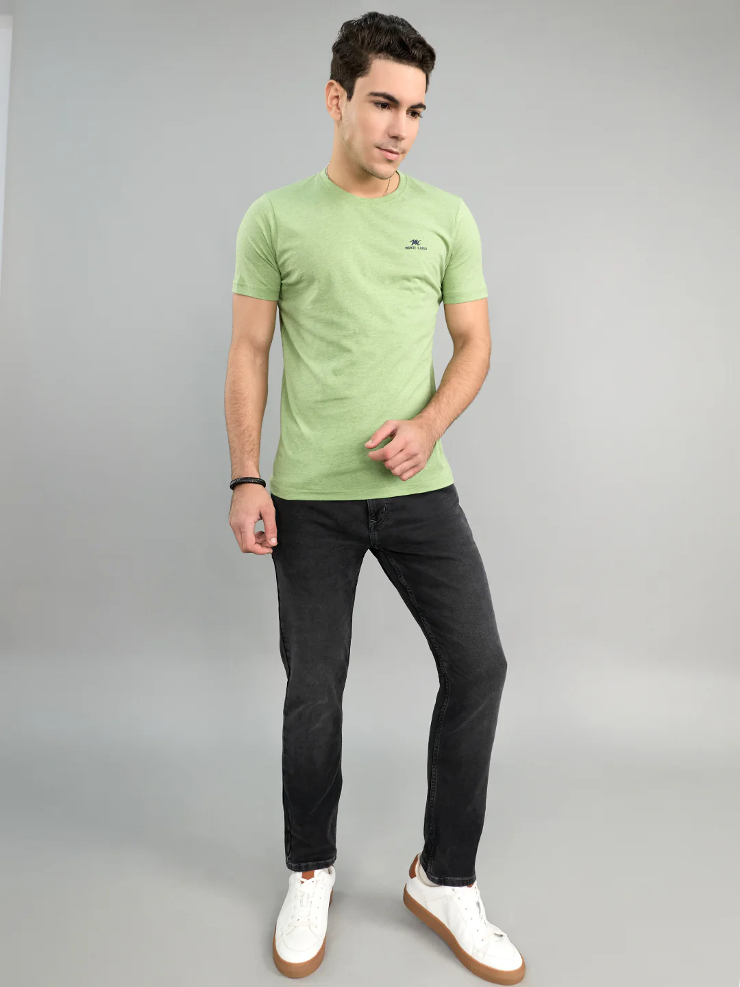 Men Grey Light Wash Skinny Fit Denim - Image 7