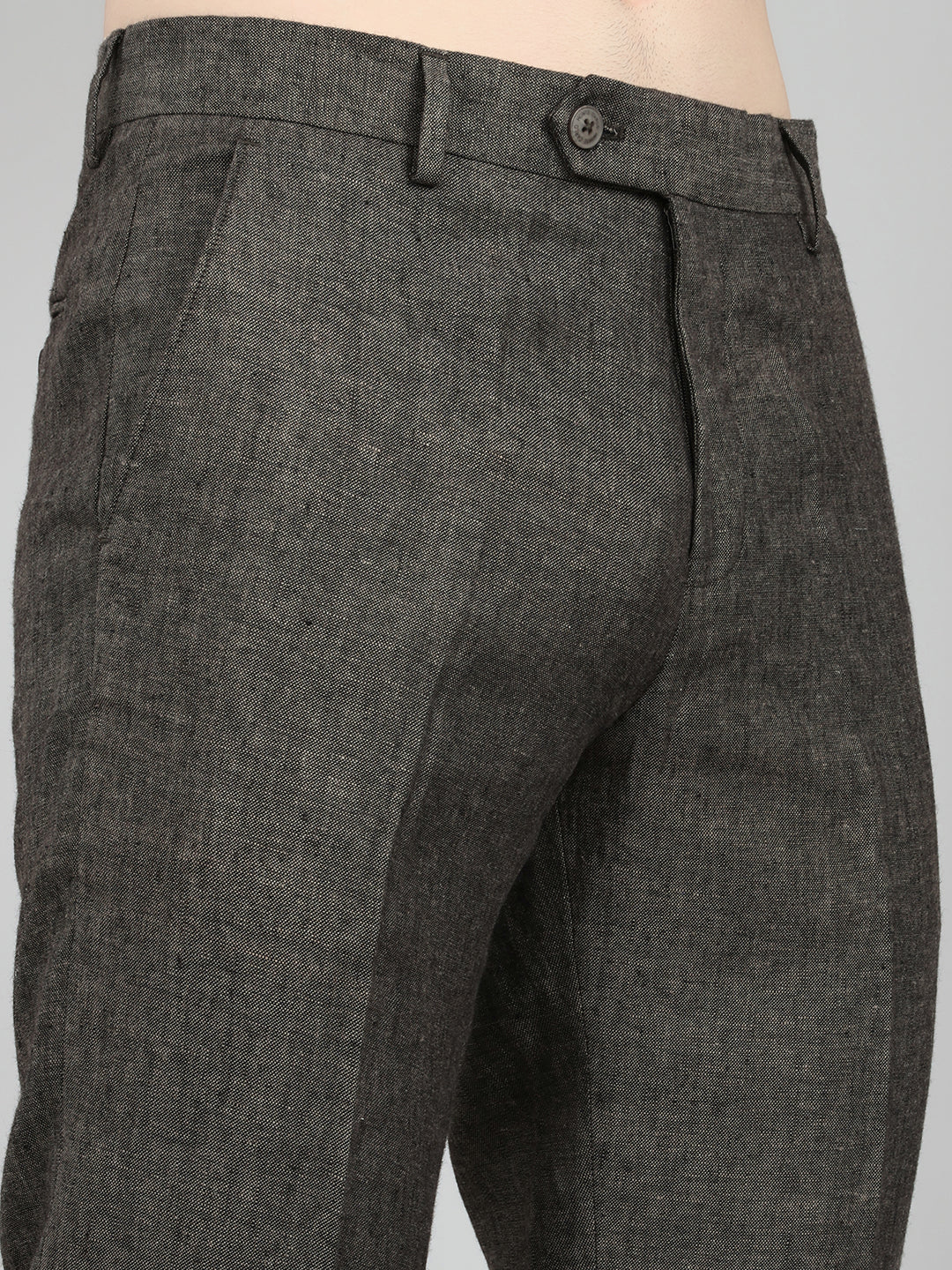 Men Grey Melange Regular Fit Trouser - Image 4
