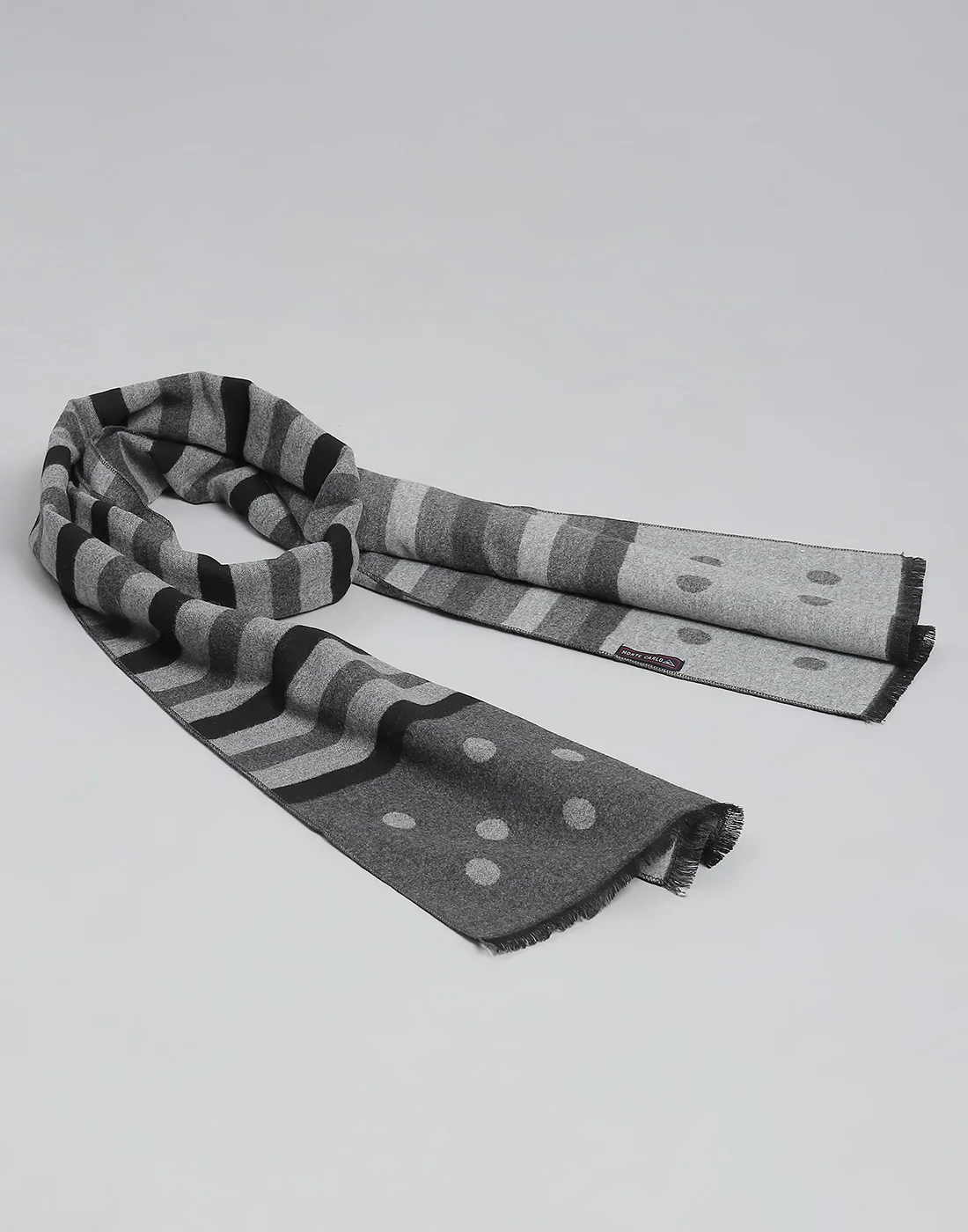 Men Grey Melange Stripe Muffler - Image 5