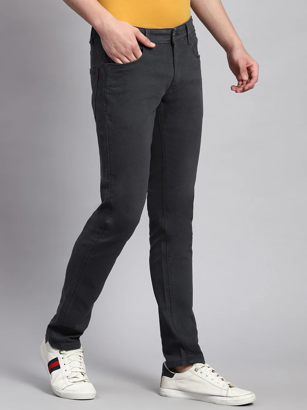 Men Grey Narrow Fit Denim - Image 3