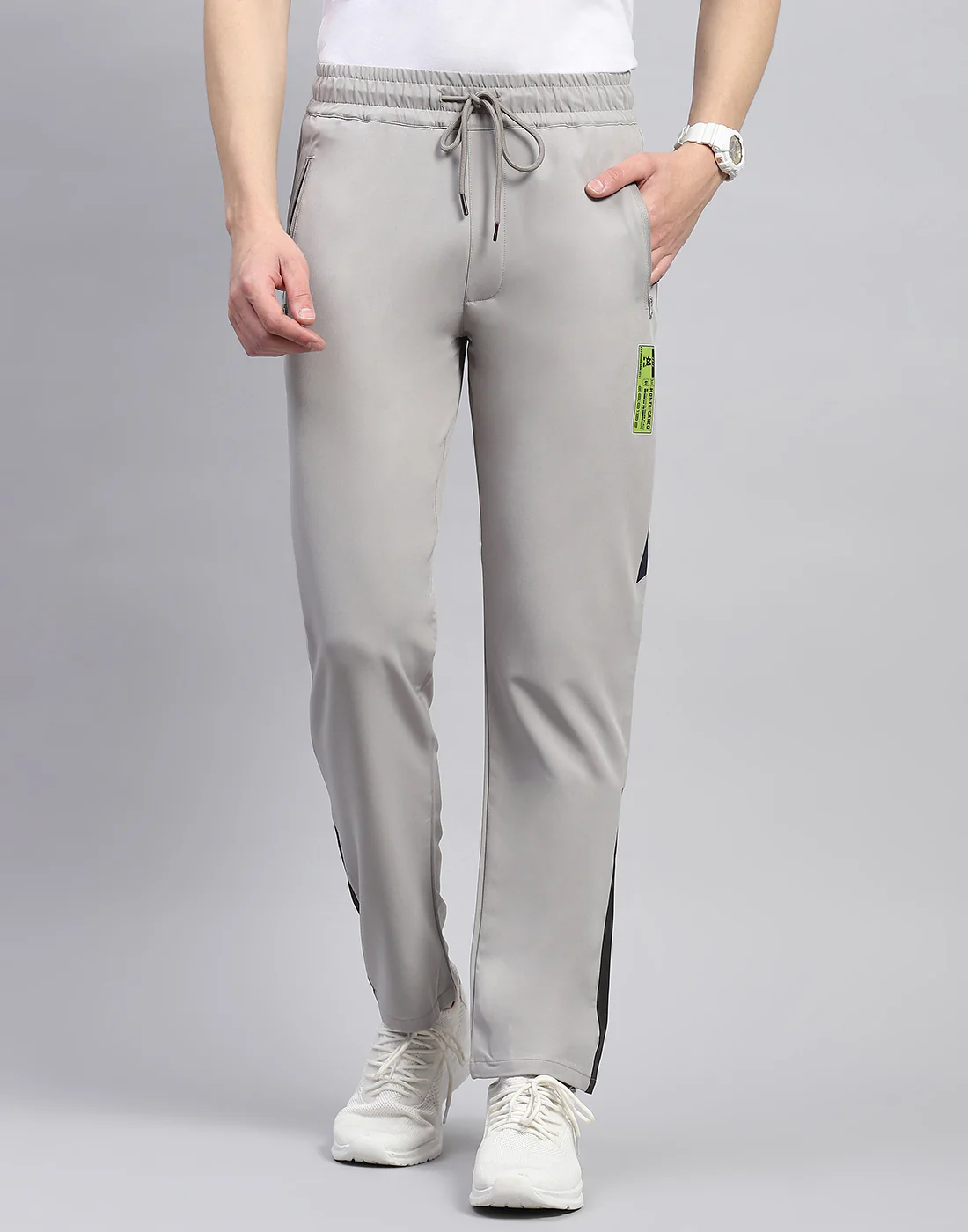 Men Grey Plain Regular Fit Lower - Image 2