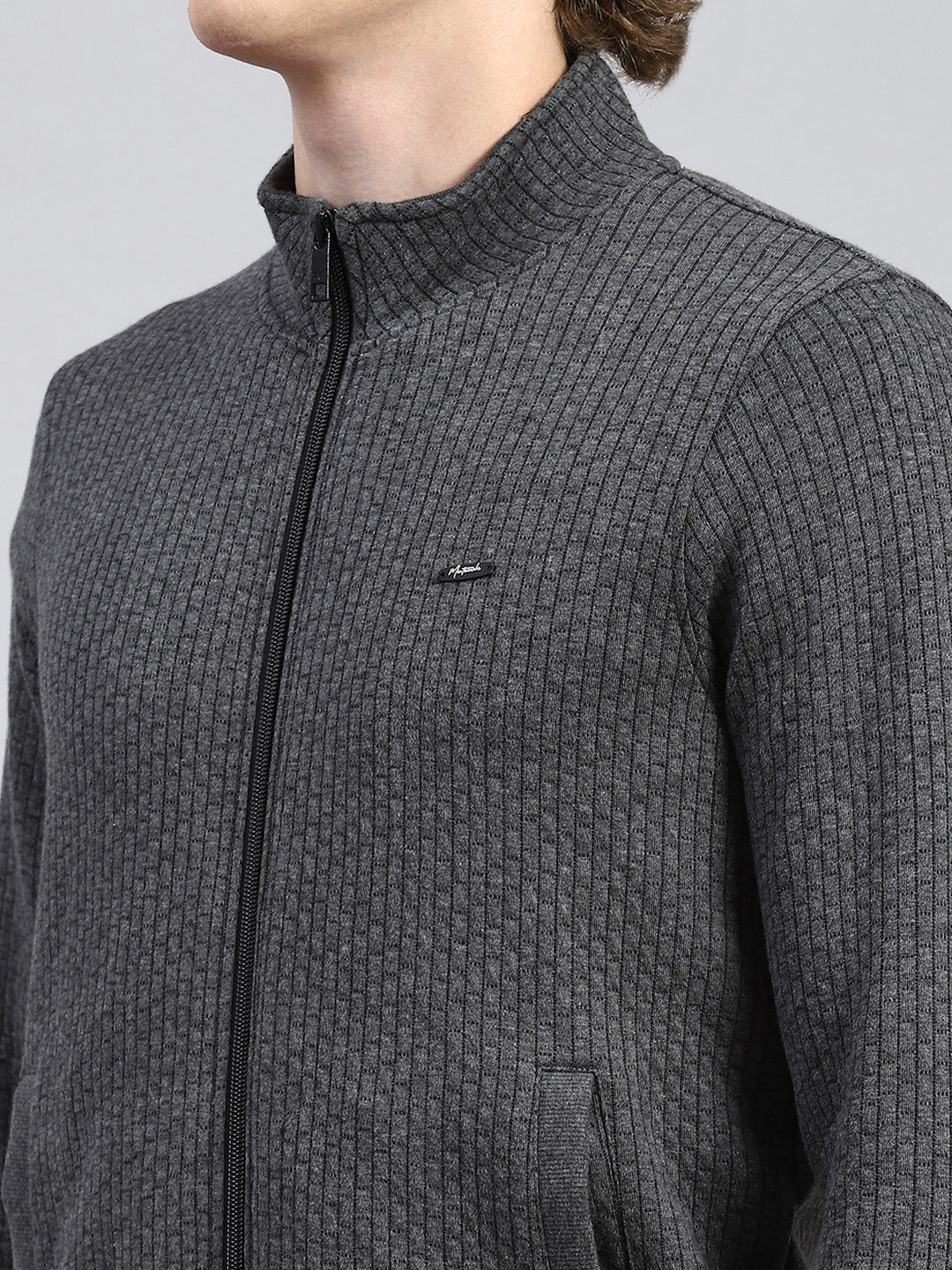 Men Grey Plain Sweatshirt - Image 6