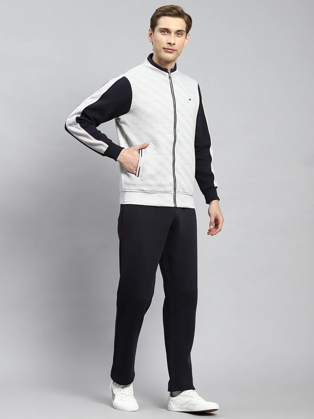 Men Grey Plain Tracksuit - Image 3