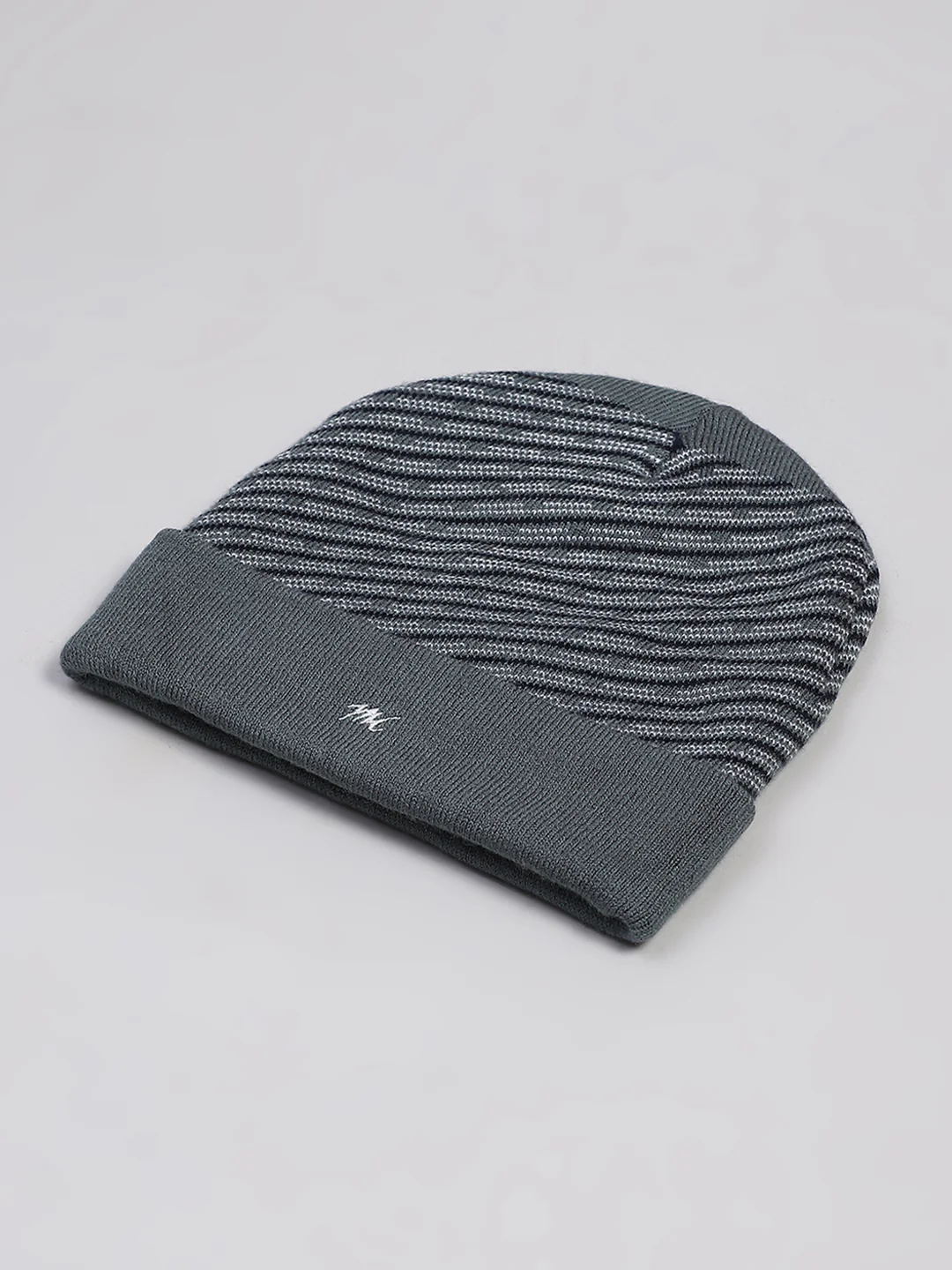 Men Grey Printed Blend Wool Cap - Image 6