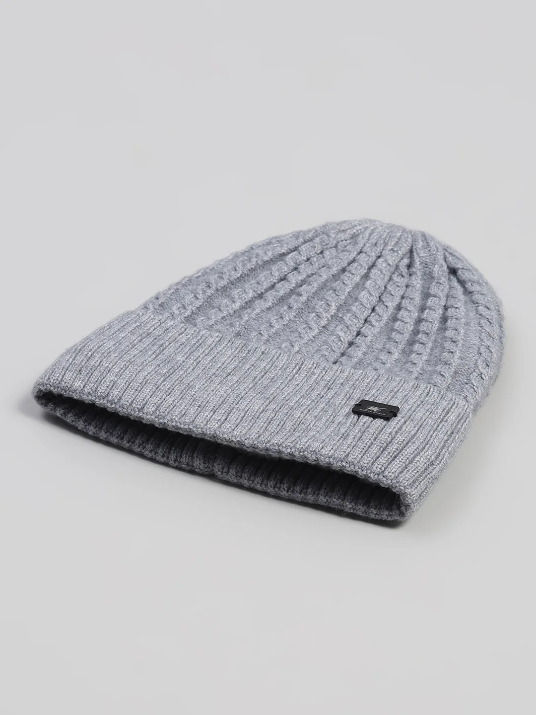 Men Grey Printed Blend Wool Cap - Image 6