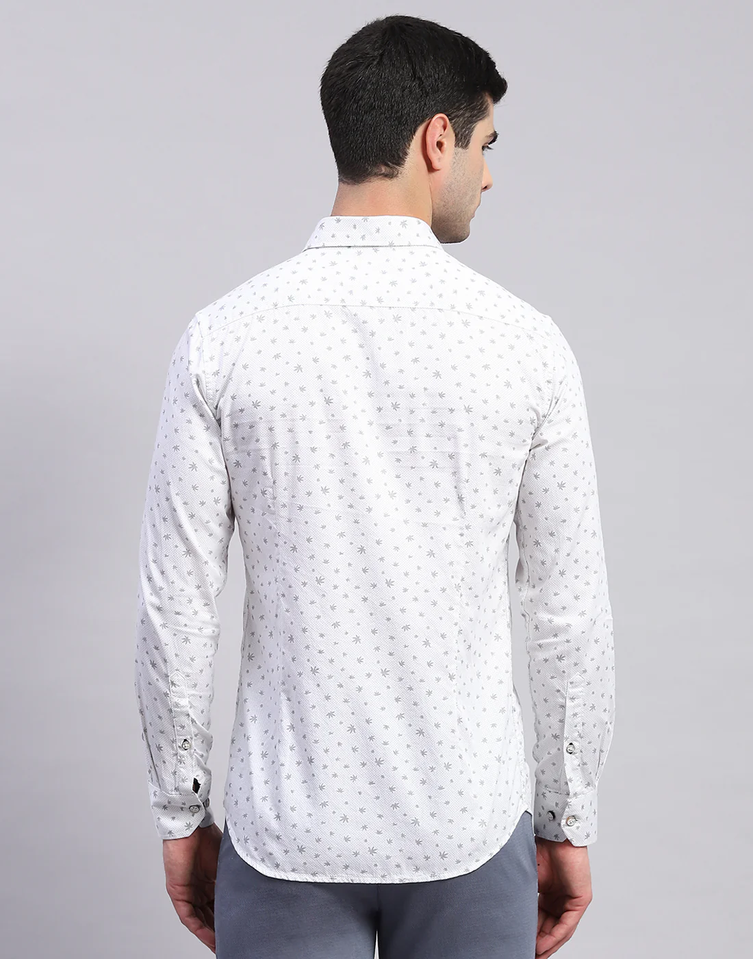 Men Grey Printed Collar Full Sleeve Shirt - Image 5