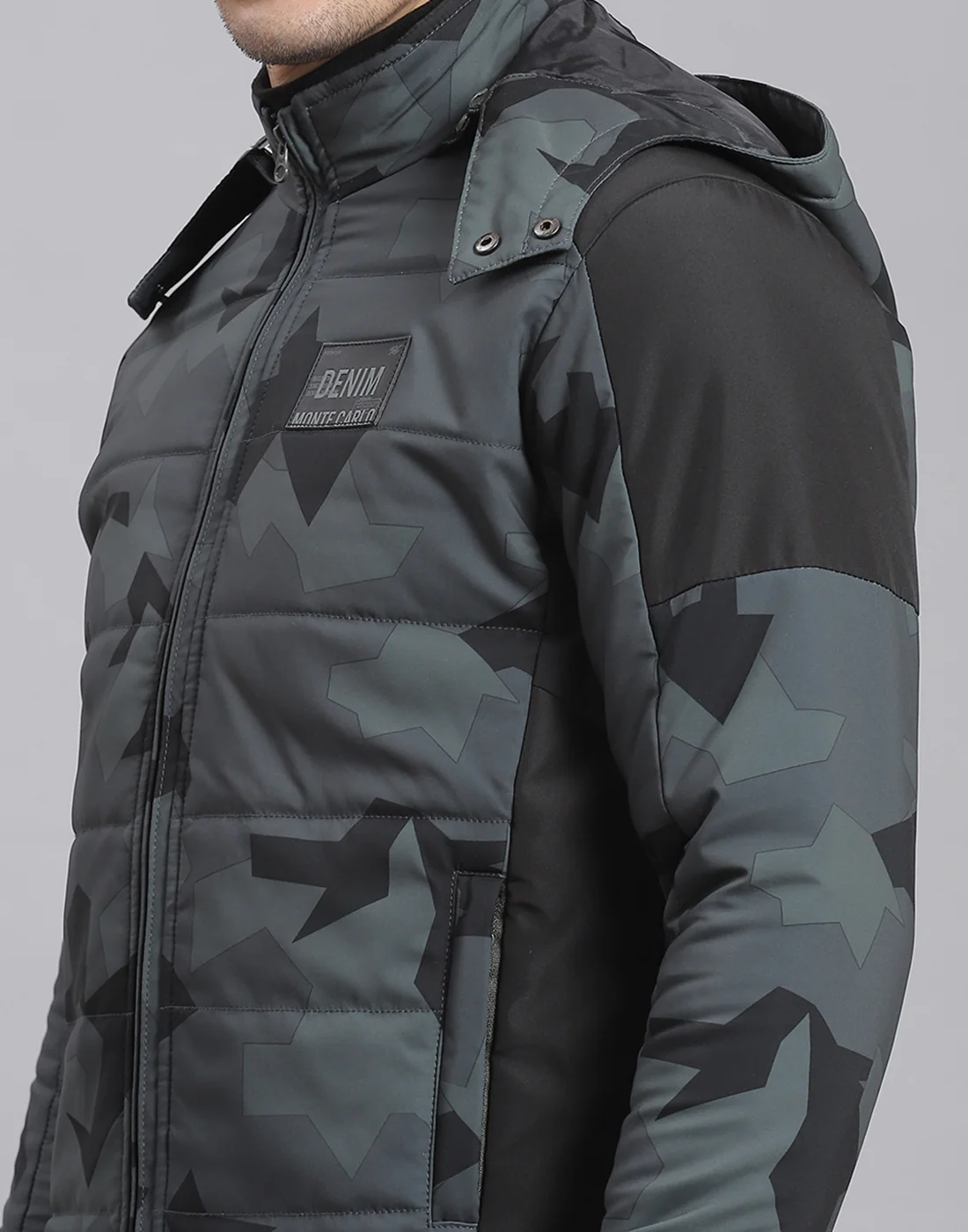 Men Grey Printed Hooded Full Sleeve Jacket - Image 6