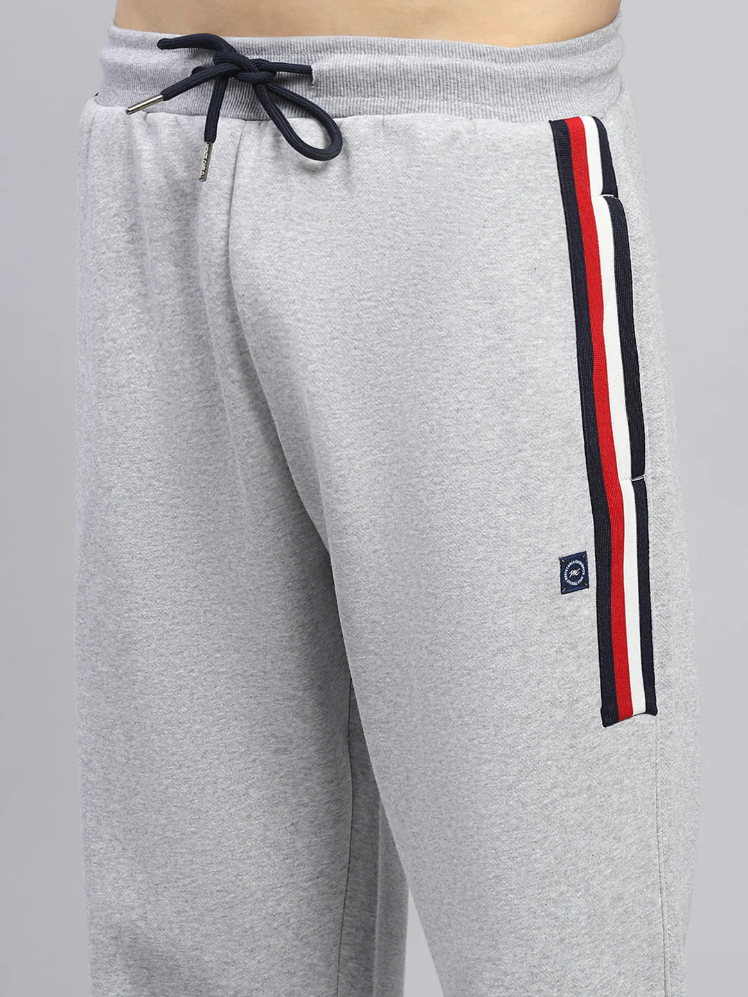 Men Grey Printed Mock Neck Full Sleeve Winter Tracksuit - Image 9