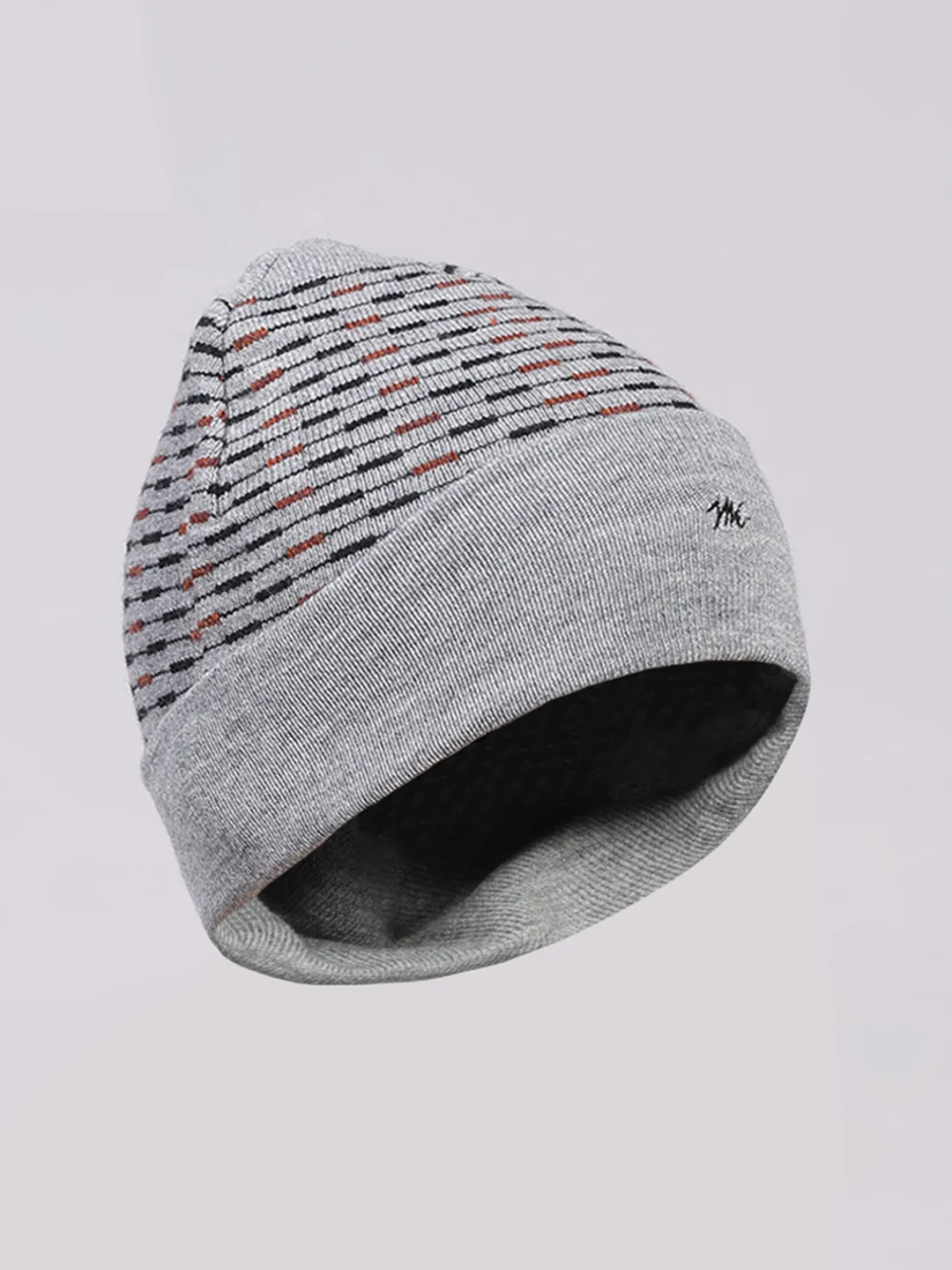 Men Grey Printed Pure Wool Cap - Image 2