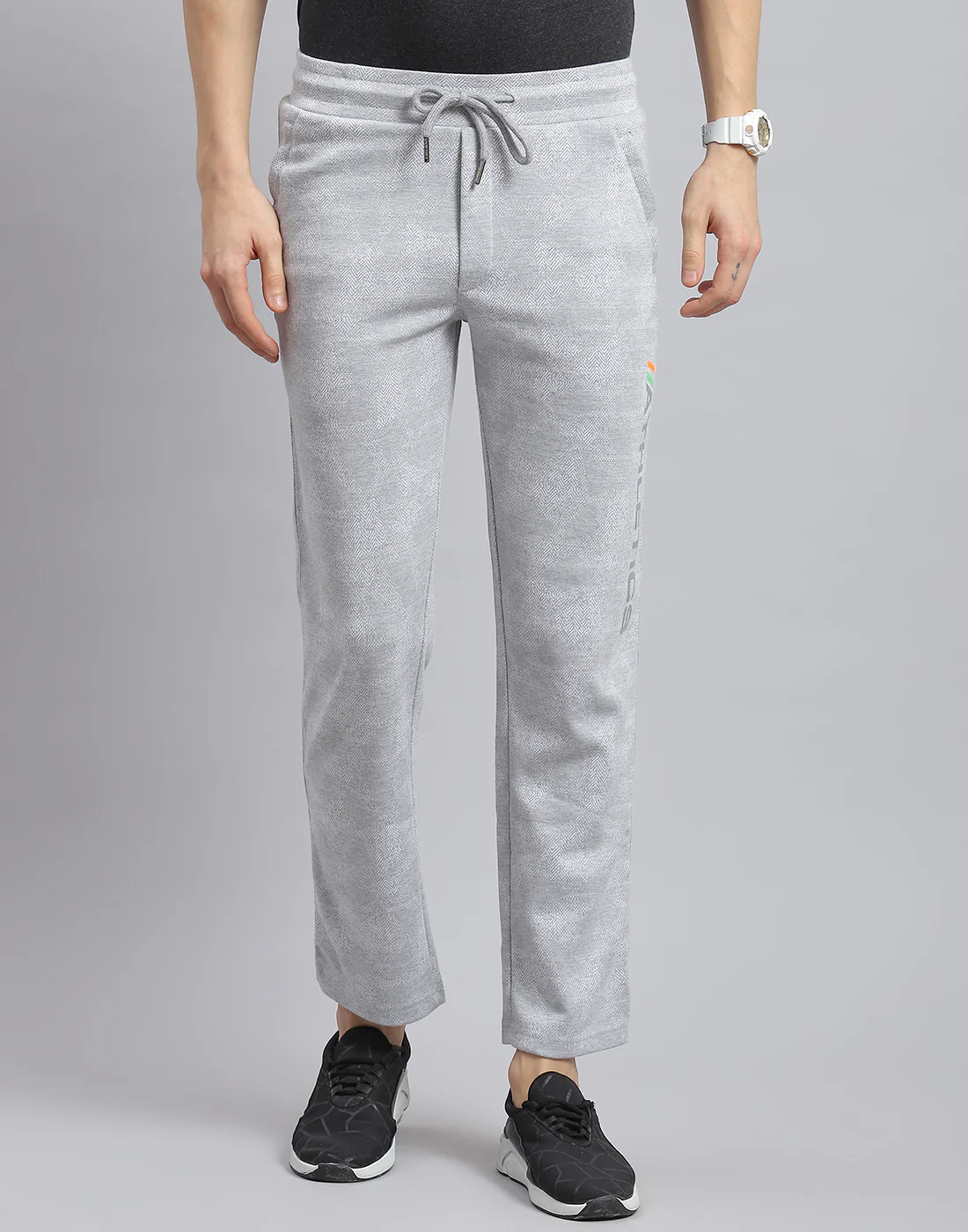 Men Grey Printed Regular Fit Winter Lower