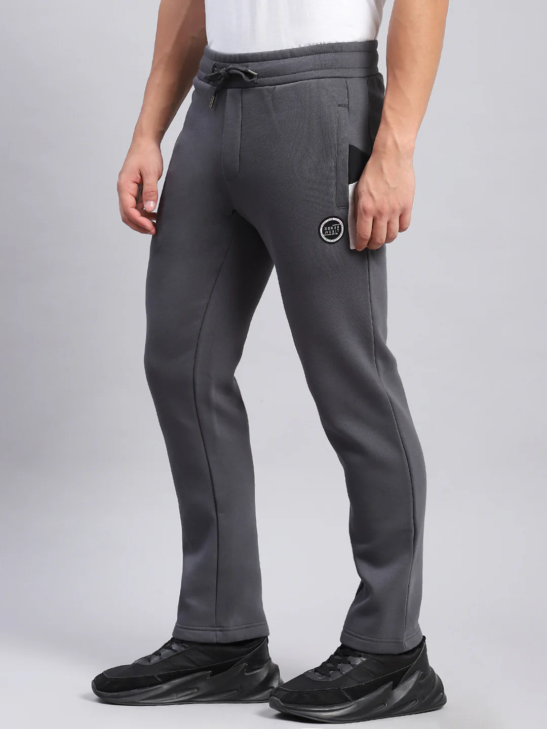 Men Grey Printed Regular Fit Winter Lowers - Image 3