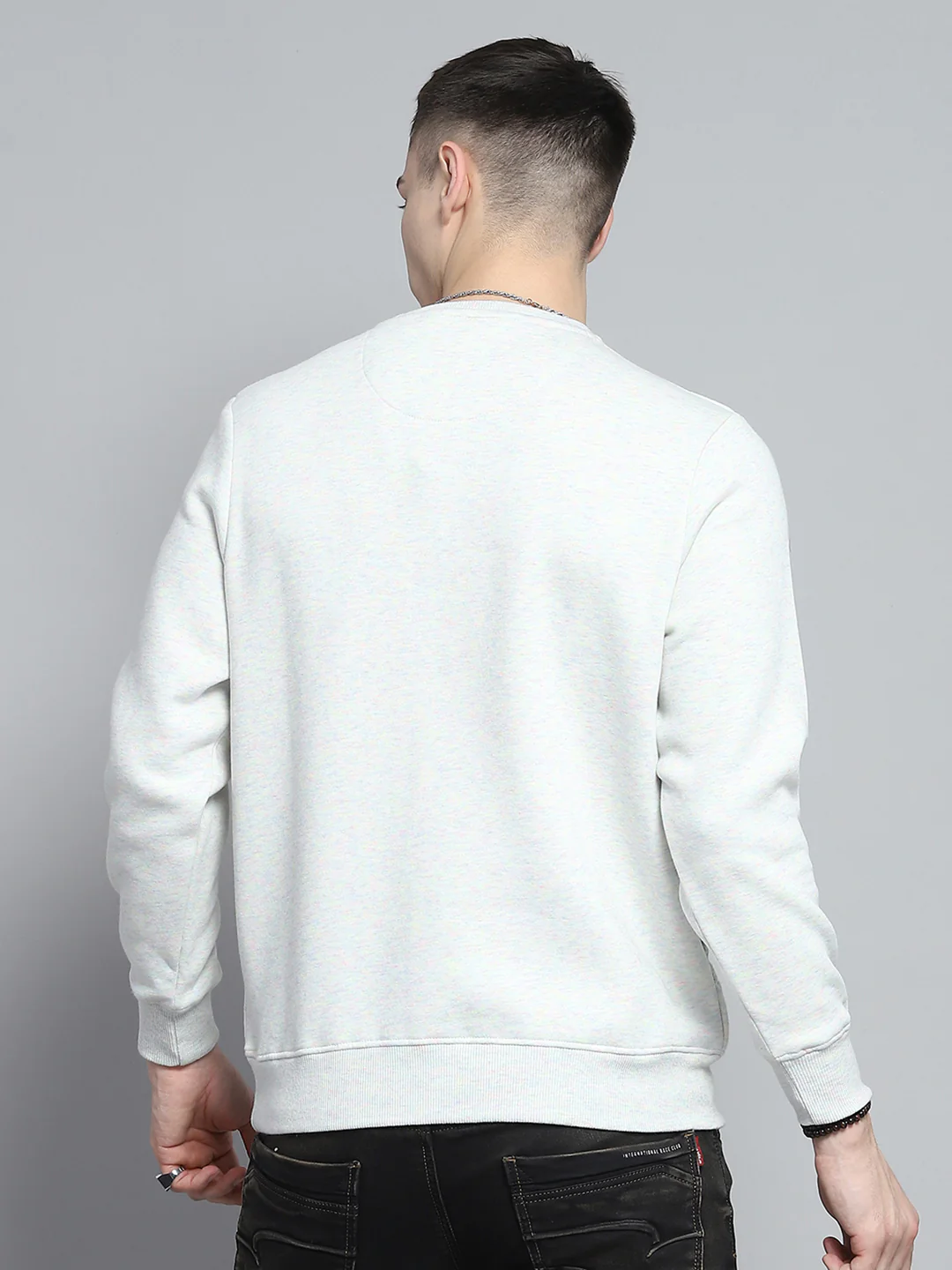 Men Grey Printed Round Neck Full Sleeve Sweatshirt - Image 5