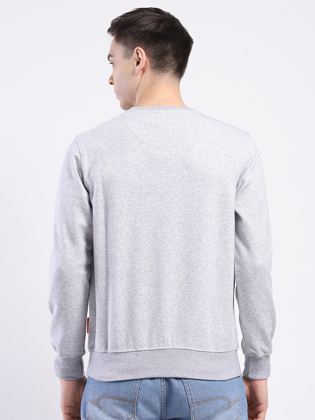 Men Grey Printed Round Neck Full Sleeve Sweatshirt - Image 5