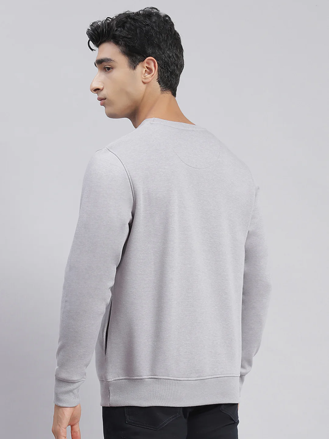 Men Grey Printed Round Neck Full Sleeve Sweatshirts - Image 5