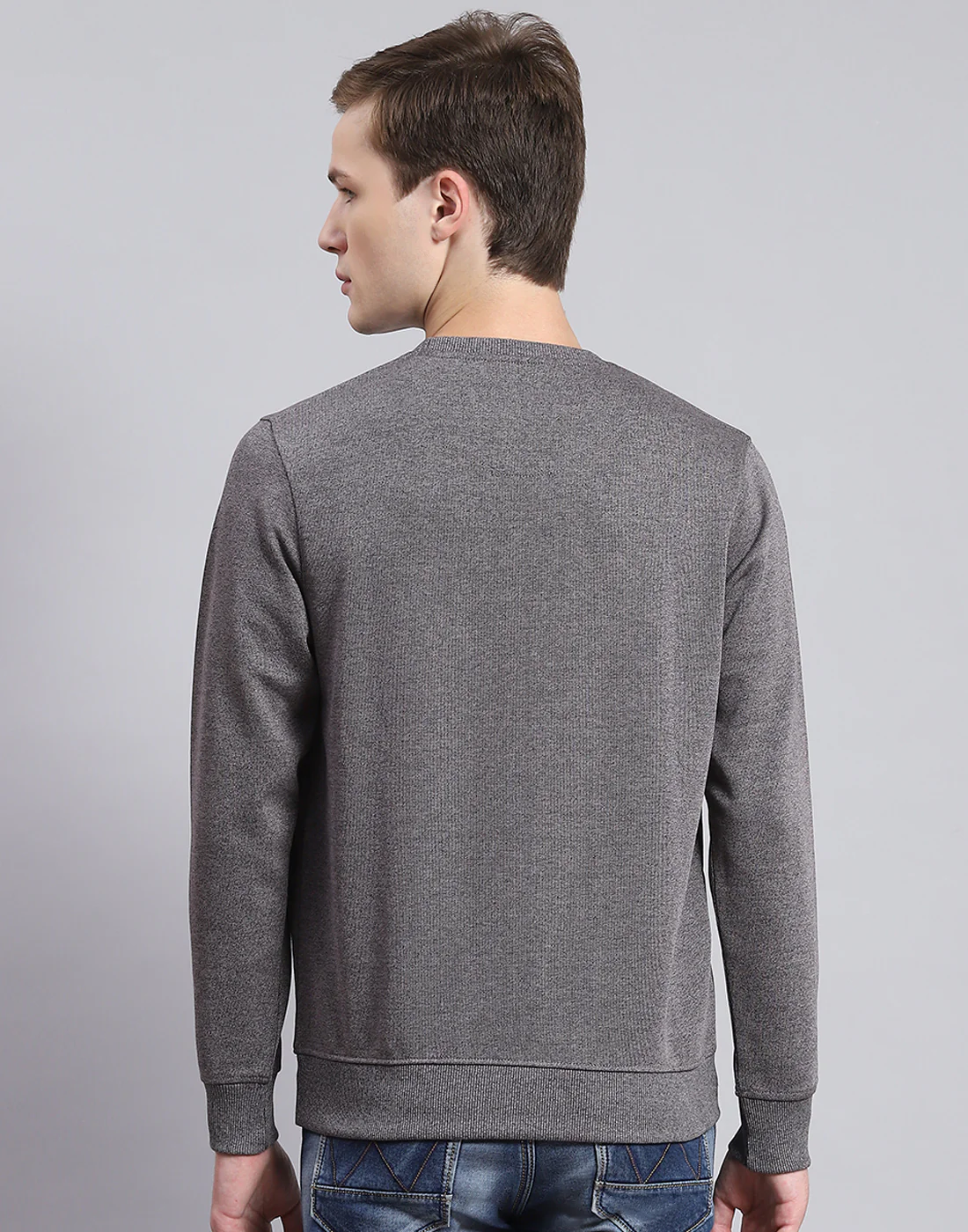 Men Grey Printed Round Neck Full Sleeve T-Shirt - Image 5