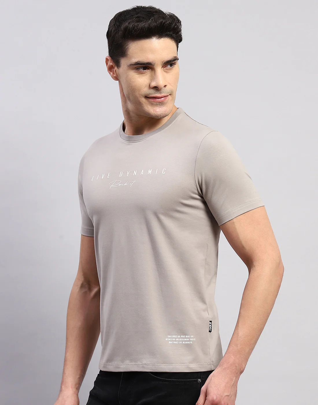 Rock.it Men Grey Printed Round Neck Half Sleeve T-Shirt - Image 3