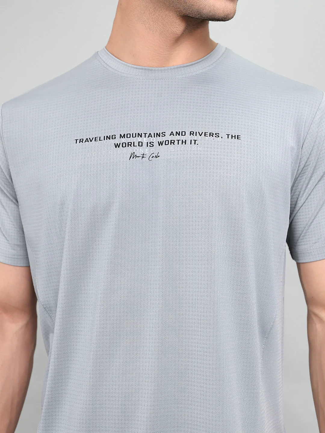 Men Grey Printed Round Neck Half Sleeve T-Shirt - Image 4