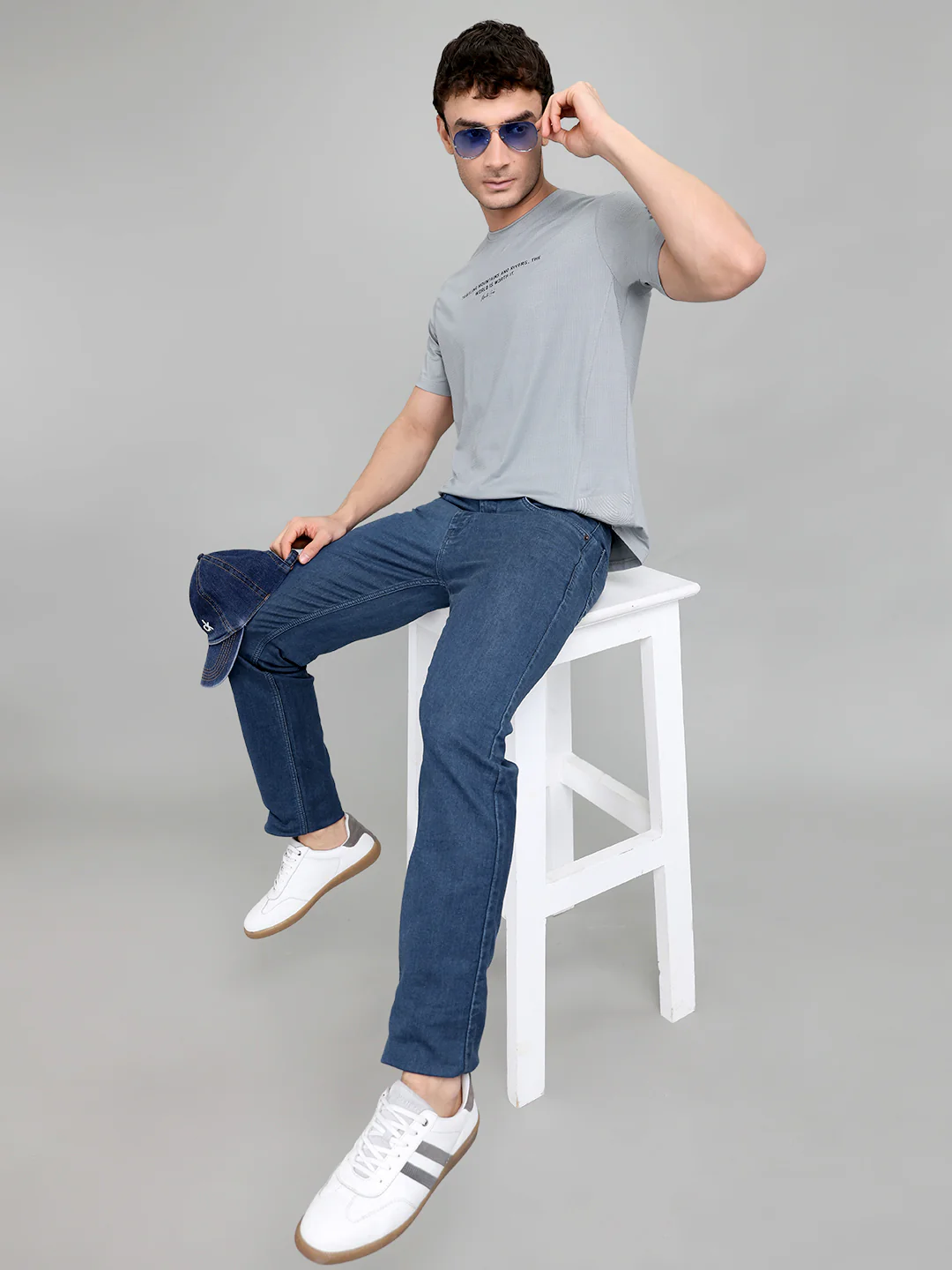 Men Grey Printed Round Neck Half Sleeve T-Shirt - Image 6